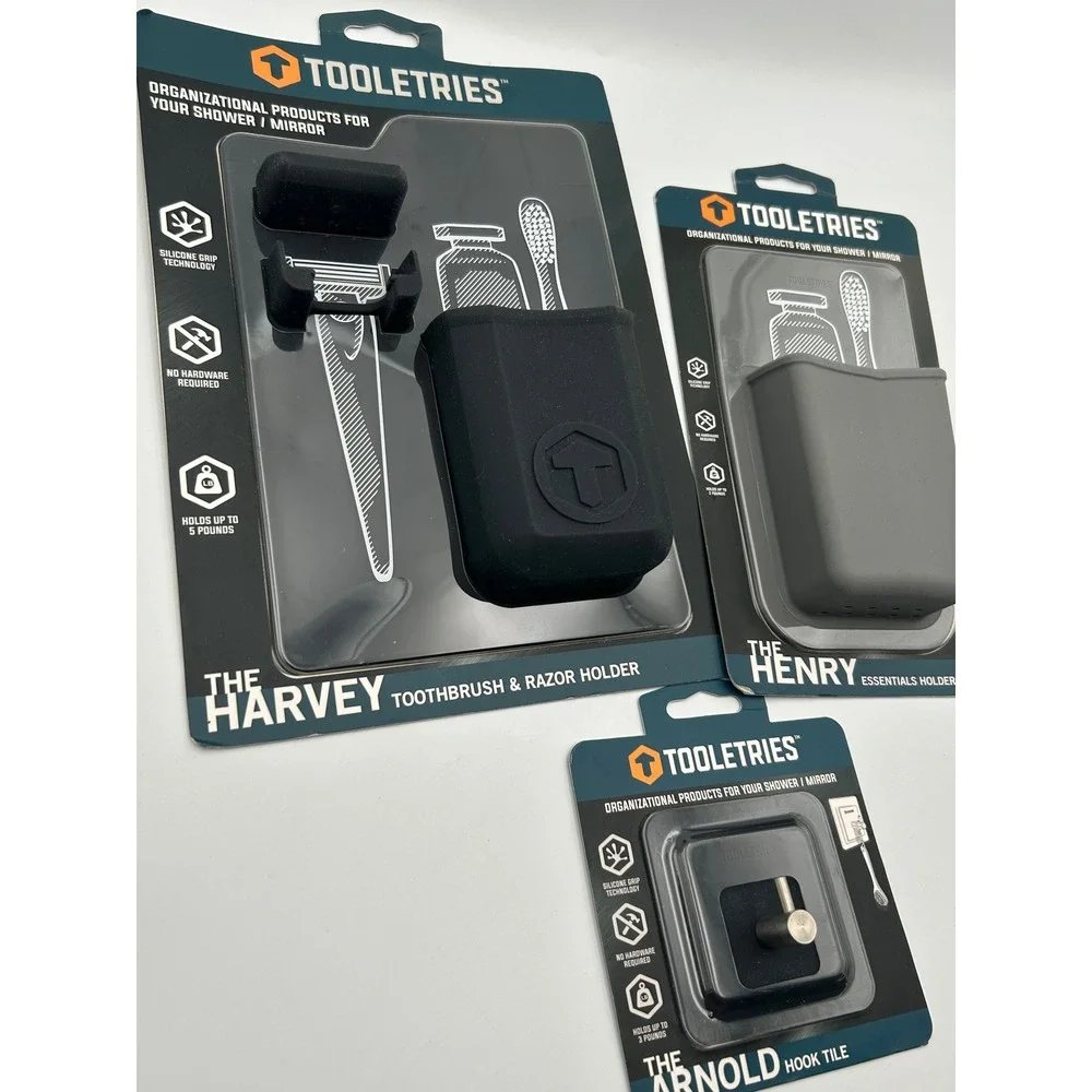 Tooletries Lot of 3 The Harvey The Henry The Arnold Silicone Shower Organizers